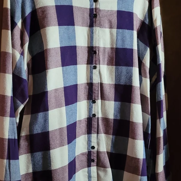 Purple plaid button up - Picture 3 of 3